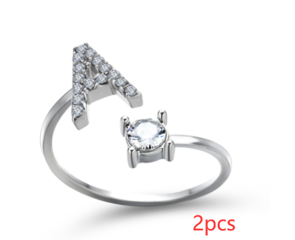 New Design Adjustable 26 Initial Letter Ring Fashion Jewelry For Women Simple Elegant Jewelry