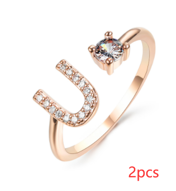 New Design Adjustable 26 Initial Letter Ring Fashion Jewelry For Women Simple Elegant Jewelry