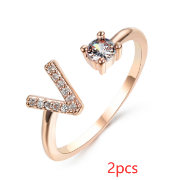 New Design Adjustable 26 Initial Letter Ring Fashion Jewelry For Women Simple Elegant Jewelry