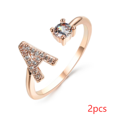 New Design Adjustable 26 Initial Letter Ring Fashion Jewelry For Women Simple Elegant Jewelry