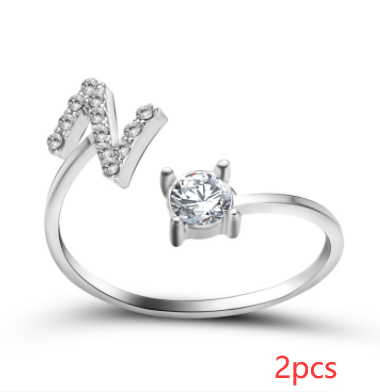 New Design Adjustable 26 Initial Letter Ring Fashion Jewelry For Women Simple Elegant Jewelry