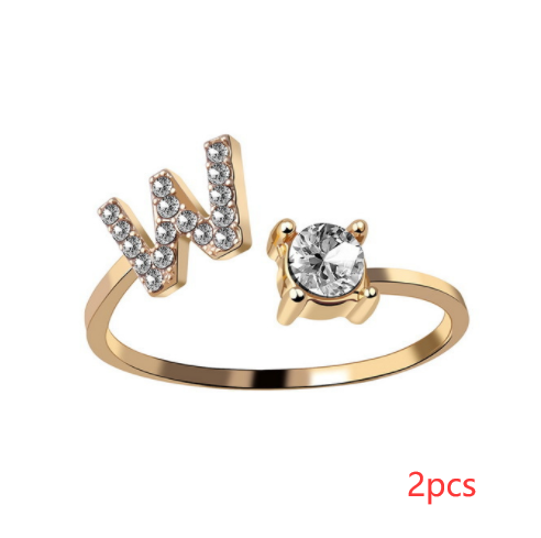 New Design Adjustable 26 Initial Letter Ring Fashion Jewelry For Women Simple Elegant Jewelry