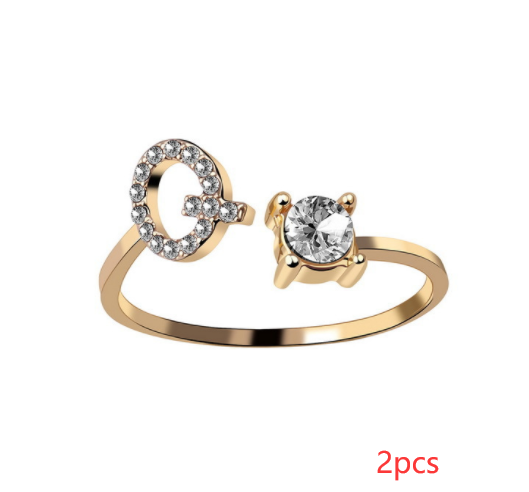 New Design Adjustable 26 Initial Letter Ring Fashion Jewelry For Women Simple Elegant Jewelry