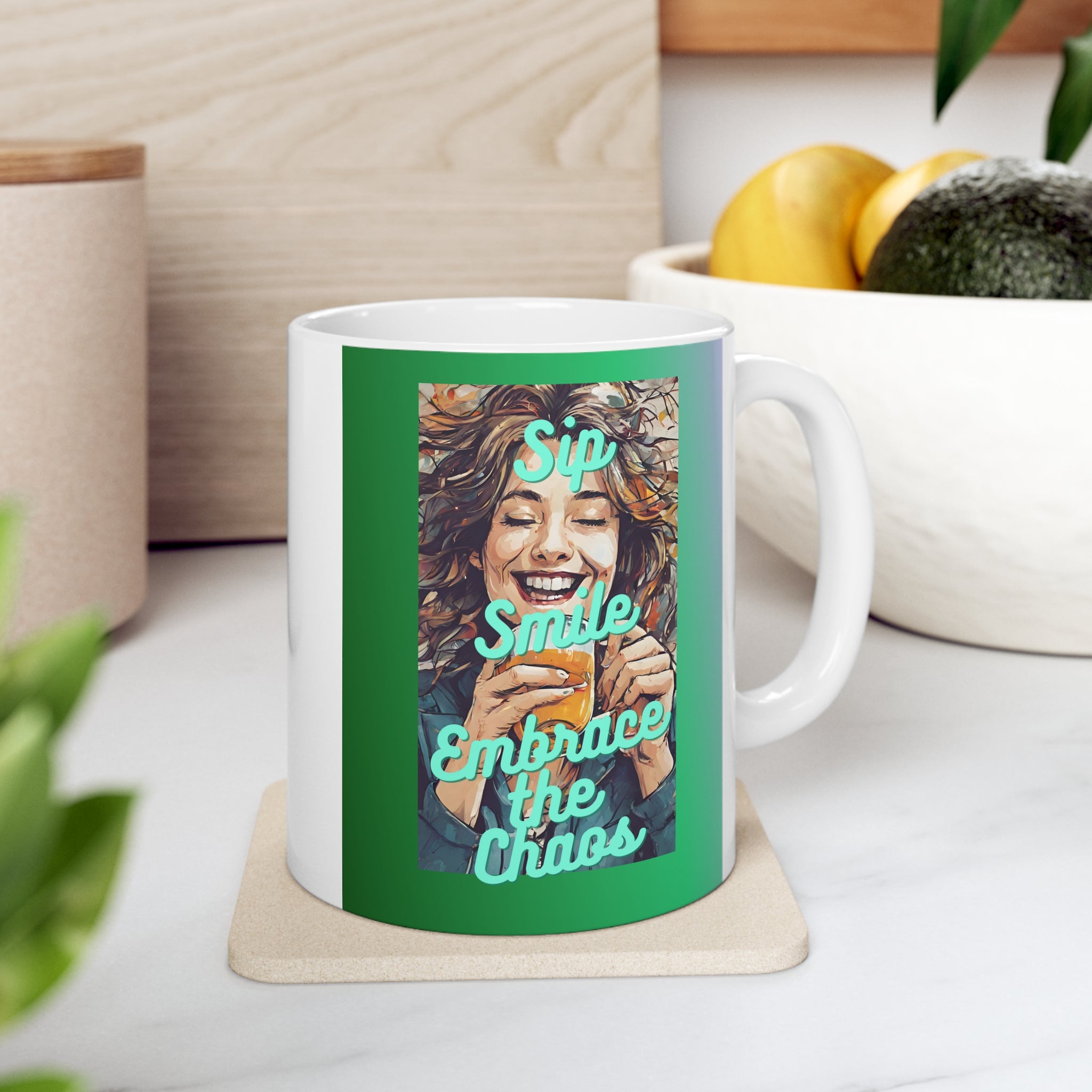 Sip, Smile, Embrace the Chaos, Ceramic Mug 11oz