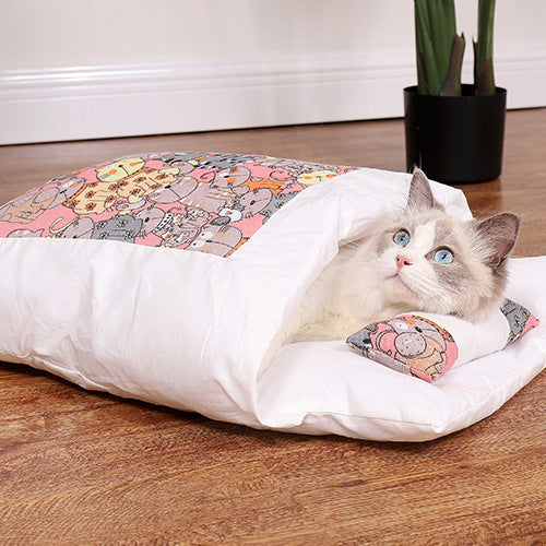 Cat Sleeping Bag Fairy Cat Litter Wind Semi-Closed Autumn And Winter Warm Cat Kennel