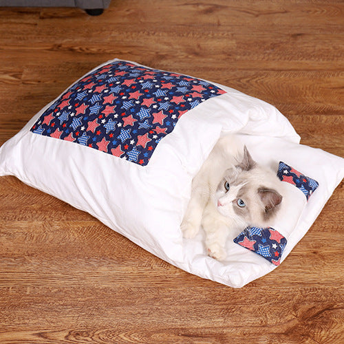 Cat Sleeping Bag Fairy Cat Litter Wind Semi-Closed Autumn And Winter Warm Cat Kennel