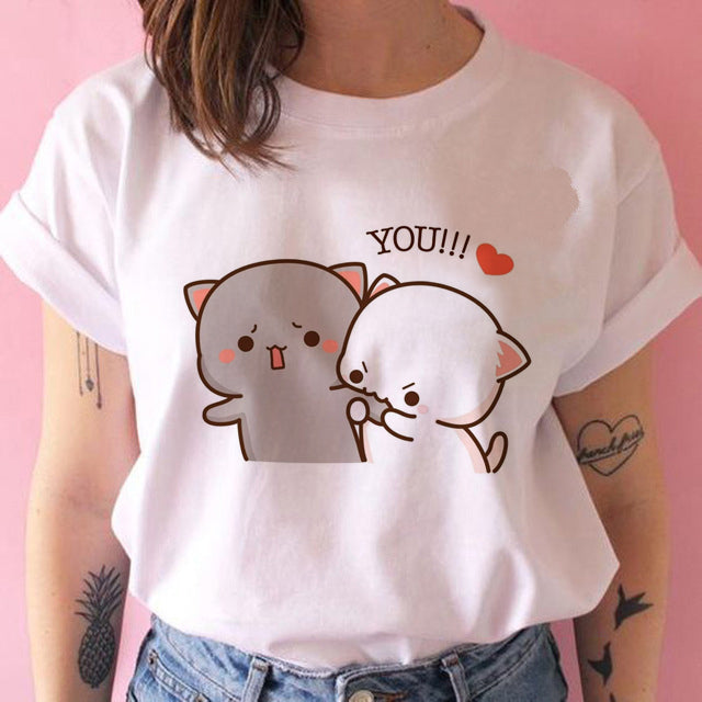 Fashion Women Harajuku Kawaii Women Ullzang Casual Punk Tshirt Funny Cartoon Cute Anime Top Tee Female