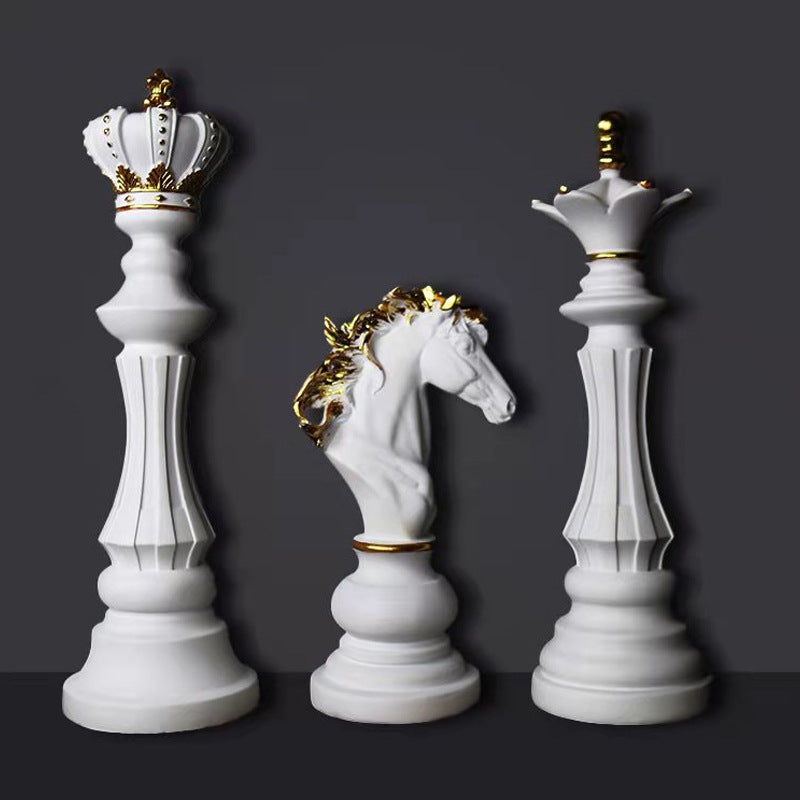 Chess King Queen Knight Statue Sculpture Ornament Collectible Figurine Craft