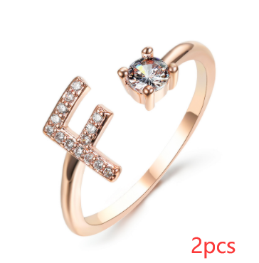 New Design Adjustable 26 Initial Letter Ring Fashion Jewelry For Women Simple Elegant Jewelry