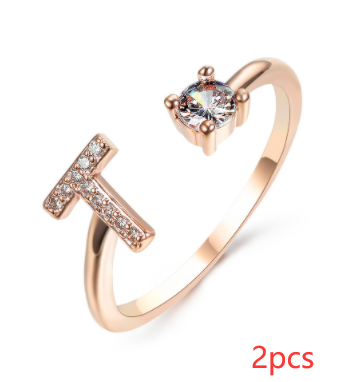 New Design Adjustable 26 Initial Letter Ring Fashion Jewelry For Women Simple Elegant Jewelry