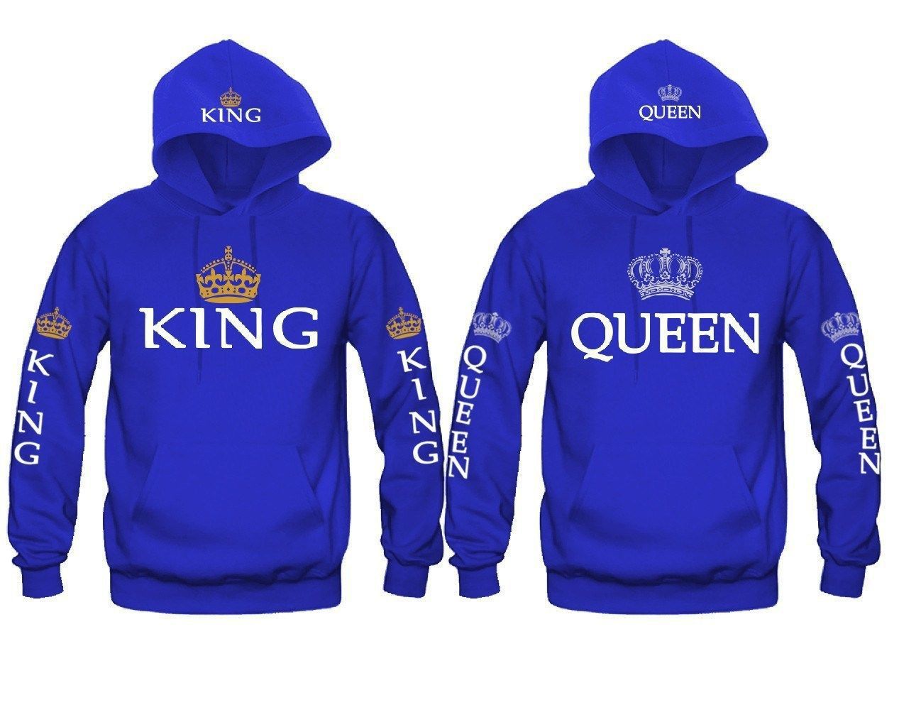 Blue King & Queen Hoodies