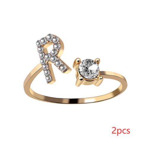 New Design Adjustable 26 Initial Letter Ring Fashion Jewelry For Women Simple Elegant Jewelry