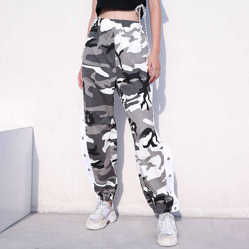 CAMO JOGGER BUTTON UP PANTS