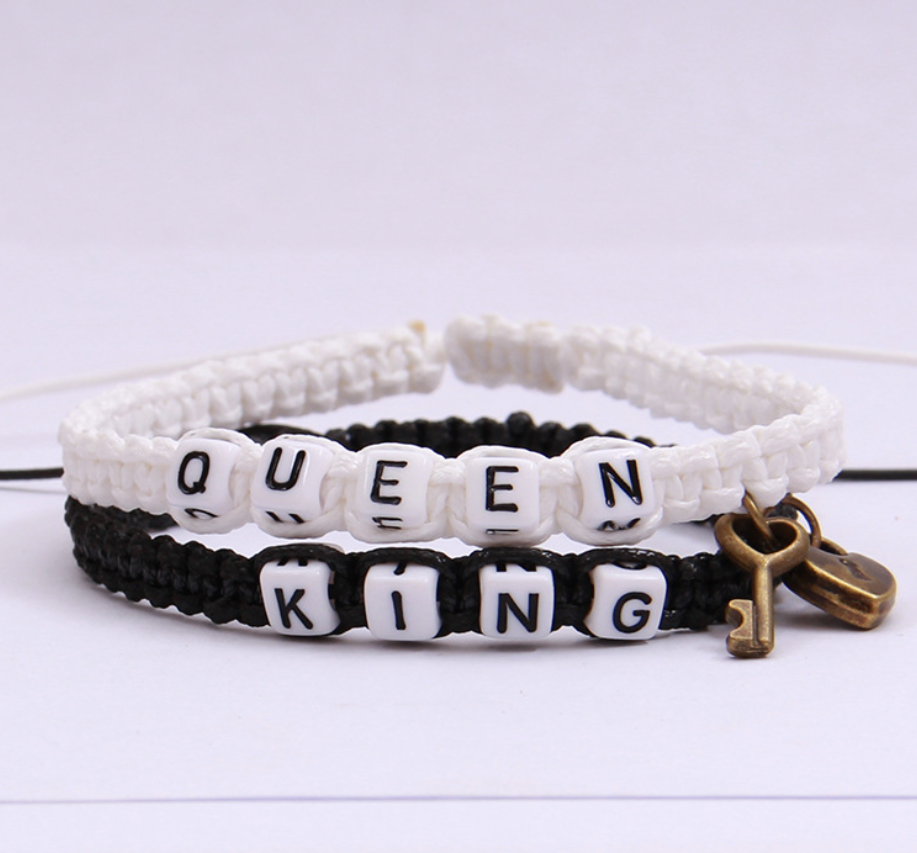 2pcspair Couple Bracelets Black King And White Queen With K