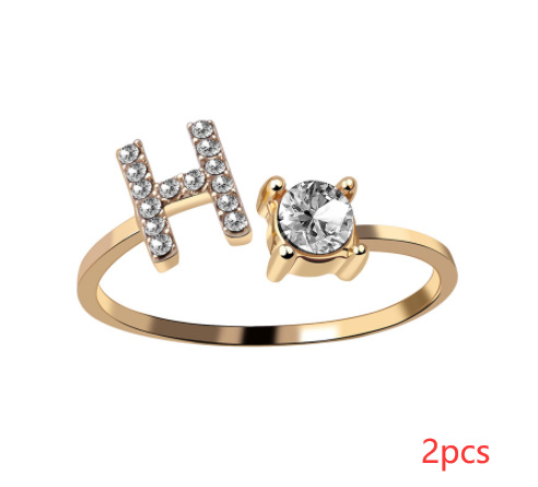 New Design Adjustable 26 Initial Letter Ring Fashion Jewelry For Women Simple Elegant Jewelry