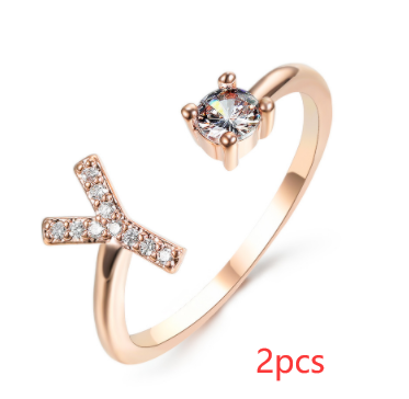 New Design Adjustable 26 Initial Letter Ring Fashion Jewelry For Women Simple Elegant Jewelry