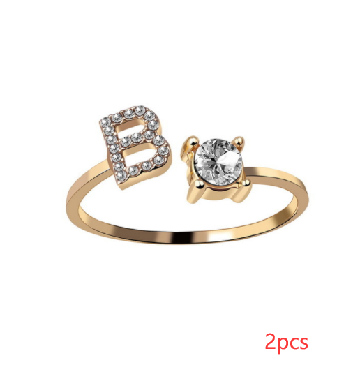 New Design Adjustable 26 Initial Letter Ring Fashion Jewelry For Women Simple Elegant Jewelry