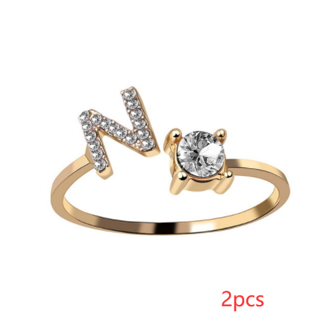 New Design Adjustable 26 Initial Letter Ring Fashion Jewelry For Women Simple Elegant Jewelry