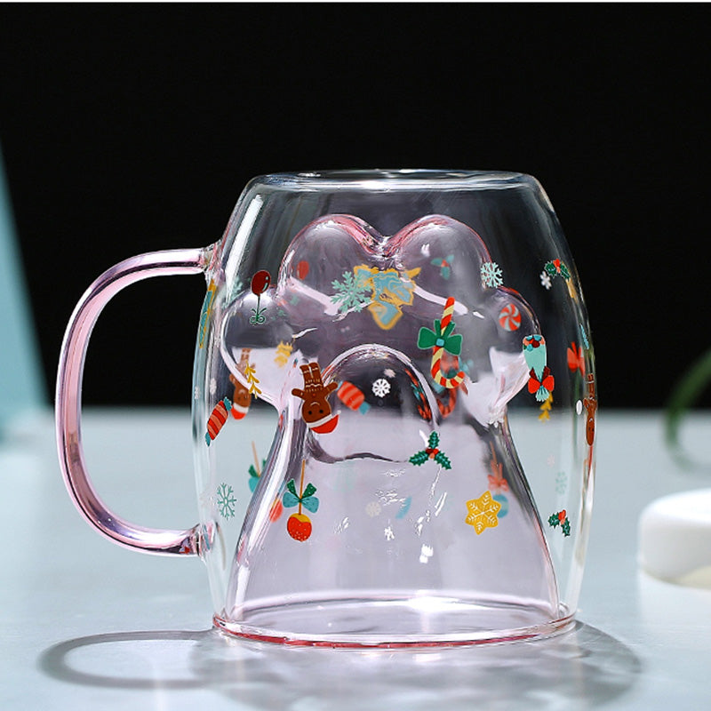 250Ml Heat-Resistant Glass Cat Claw Christmas Mug