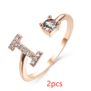 New Design Adjustable 26 Initial Letter Ring Fashion Jewelry For Women Simple Elegant Jewelry