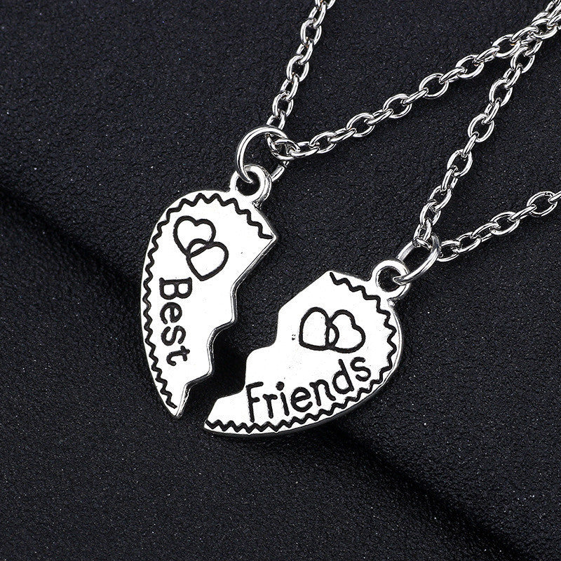 Heart Pendant BIG LITTLE Sister Love Drop Oil Necklace