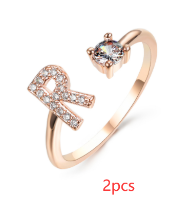 New Design Adjustable 26 Initial Letter Ring Fashion Jewelry For Women Simple Elegant Jewelry