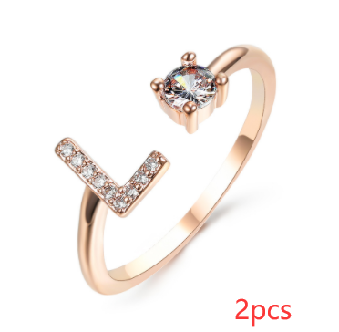 New Design Adjustable 26 Initial Letter Ring Fashion Jewelry For Women Simple Elegant Jewelry