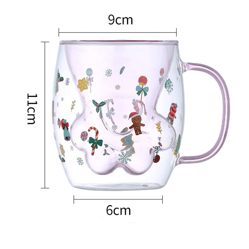 250Ml Heat-Resistant Glass Cat Claw Christmas Mug