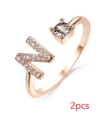 New Design Adjustable 26 Initial Letter Ring Fashion Jewelry For Women Simple Elegant Jewelry