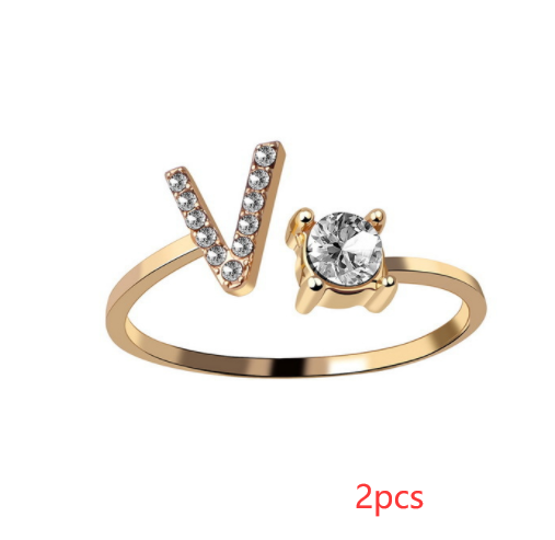 New Design Adjustable 26 Initial Letter Ring Fashion Jewelry For Women Simple Elegant Jewelry