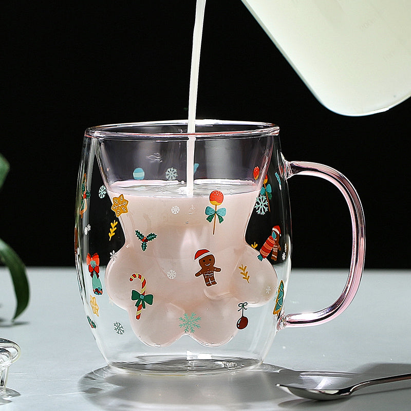 250Ml Heat-Resistant Glass Cat Claw Christmas Mug