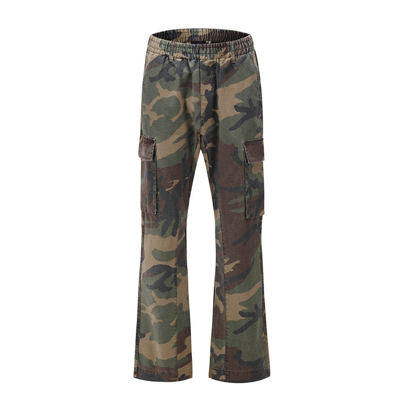 Men's Loose Wide Leg Camo Flare Cargo Pants