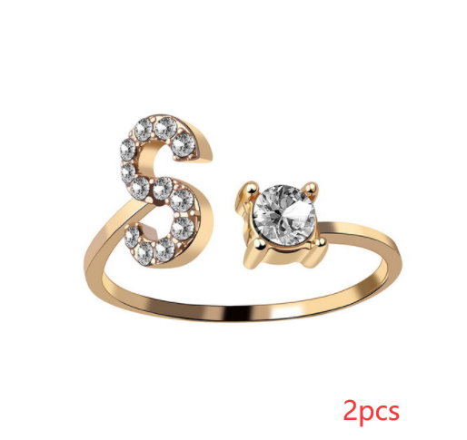 New Design Adjustable 26 Initial Letter Ring Fashion Jewelry For Women Simple Elegant Jewelry