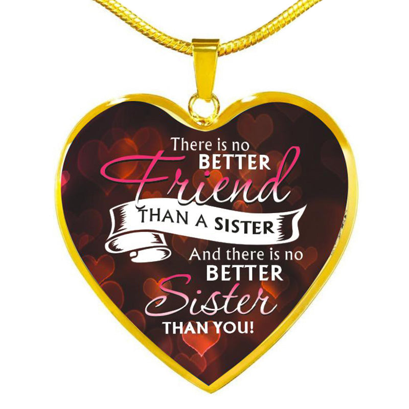 Best Friend Sister Heart Epoxy Pendant Inspirational Necklace