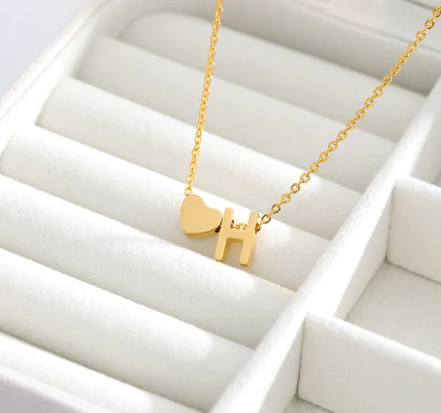 Letter Heart Initial Necklaces