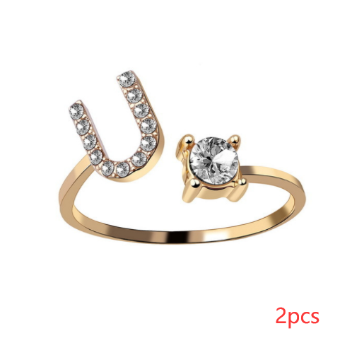 New Design Adjustable 26 Initial Letter Ring Fashion Jewelry For Women Simple Elegant Jewelry