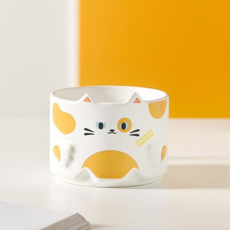 Cat Ceramic Cup Cartoon Stacked Mug