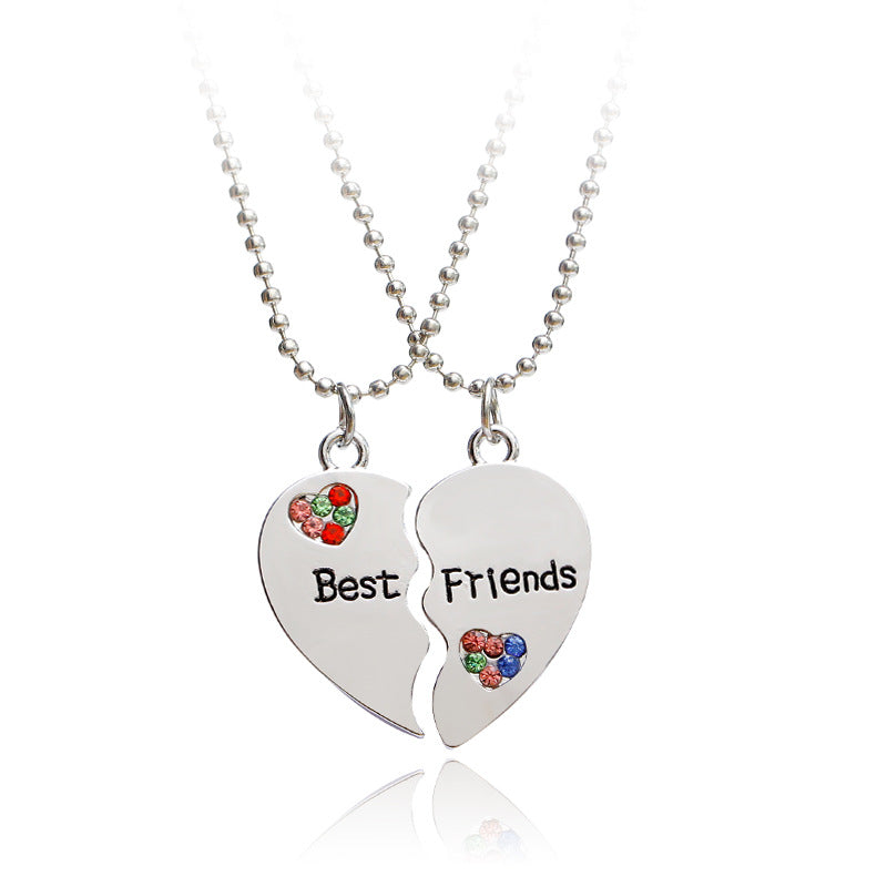 Heart Pendant BIG LITTLE Sister Love Drop Oil Necklace