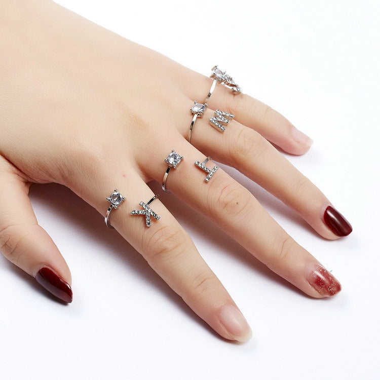 New Design Adjustable 26 Initial Letter Ring Fashion Jewelry For Women Simple Elegant Jewelry