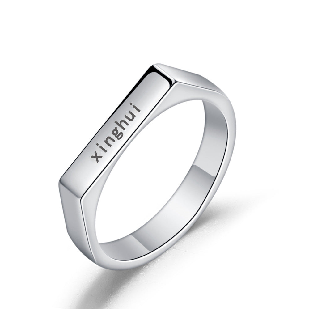 Custom Stainless Steel Initial Ring, Male And Female Letter Names