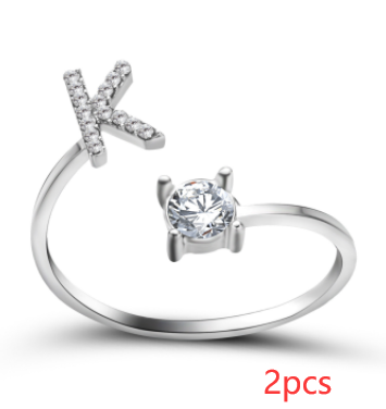 New Design Adjustable 26 Initial Letter Ring Fashion Jewelry For Women Simple Elegant Jewelry