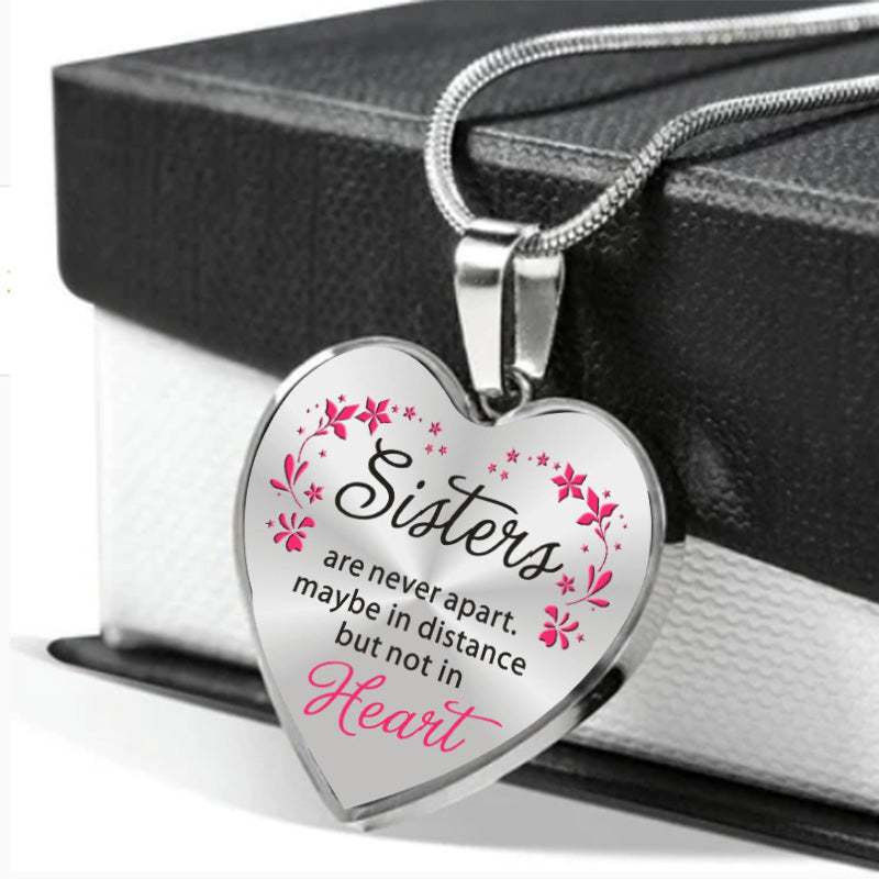 Best Friend Sister Heart Epoxy Pendant Inspirational Necklace