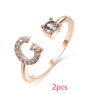 New Design Adjustable 26 Initial Letter Ring Fashion Jewelry For Women Simple Elegant Jewelry