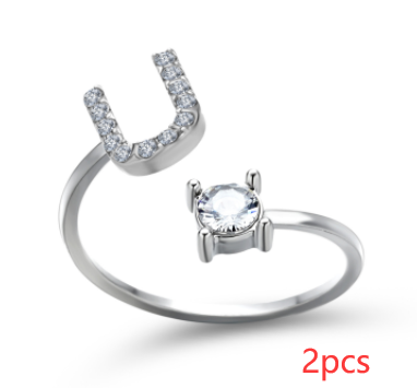 New Design Adjustable 26 Initial Letter Ring Fashion Jewelry For Women Simple Elegant Jewelry