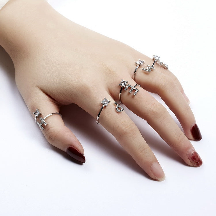 New Design Adjustable 26 Initial Letter Ring Fashion Jewelry For Women Simple Elegant Jewelry