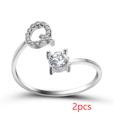 New Design Adjustable 26 Initial Letter Ring Fashion Jewelry For Women Simple Elegant Jewelry