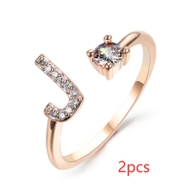 New Design Adjustable 26 Initial Letter Ring Fashion Jewelry For Women Simple Elegant Jewelry