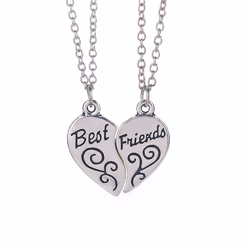 Heart Pendant BIG LITTLE Sister Love Drop Oil Necklace