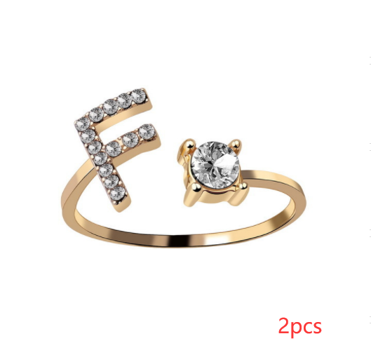 New Design Adjustable 26 Initial Letter Ring Fashion Jewelry For Women Simple Elegant Jewelry