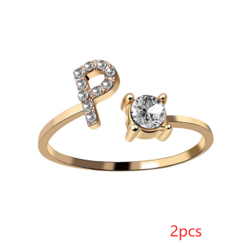 New Design Adjustable 26 Initial Letter Ring Fashion Jewelry For Women Simple Elegant Jewelry